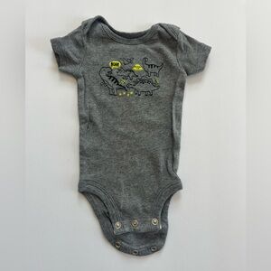 Carter's Child of Mine Gray Baby Newborn Cotton Onesie with Dinosaurs, NWOT